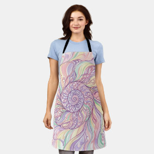 Delantal de tinta pastel en espiral de conchas mar