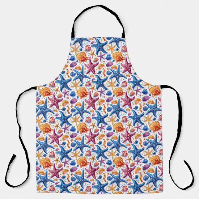 Delantal de verano náutico de playa con estrellas  (Anverso)