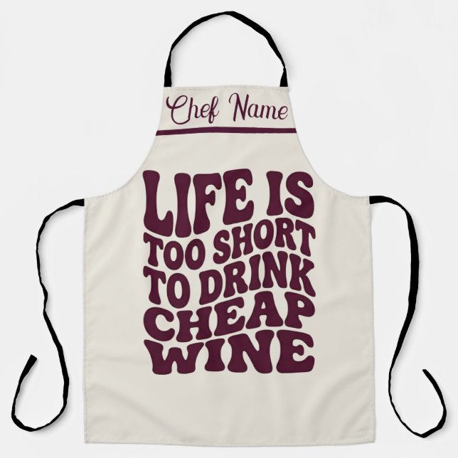 Delantal de vino Life Is Too Short - Regalo modern (Anverso)