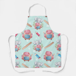 Delantal De vuelta al patrón de elefantes escolares