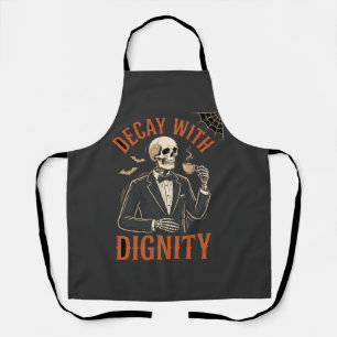 Delantal Decaer Con Dignidad Vintage Esqueleto Café Hallowe
