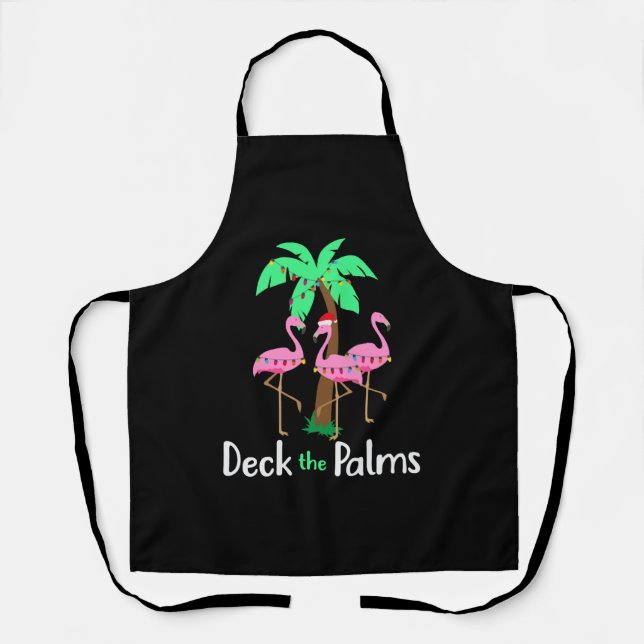 Delantal Deck The Palm Trees Flamingo Navidades Holiday Fun (Anverso)