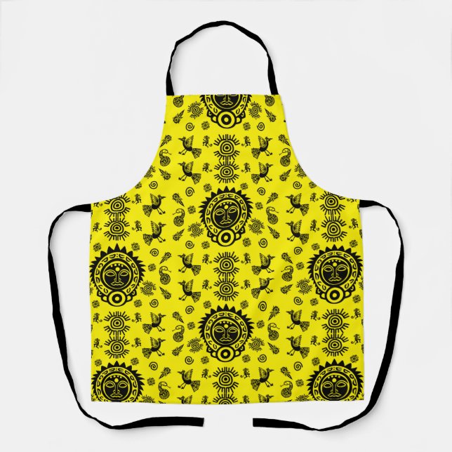 Delantal Decoración artística azteca mexicana en casa (Anverso)