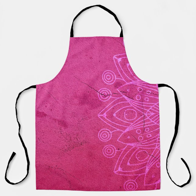 Delantal Decoración de fondo rosa de Mandala (Anverso)
