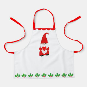 Delantal Decoración de hojas de dulces y Navidades Gnome y