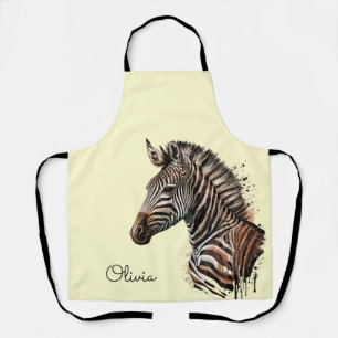 Delantal Decoración de la cabeza de zebra de color agua