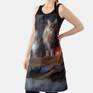 Delantal Decoración de los Navidades Maine Coon Snowy Sleig