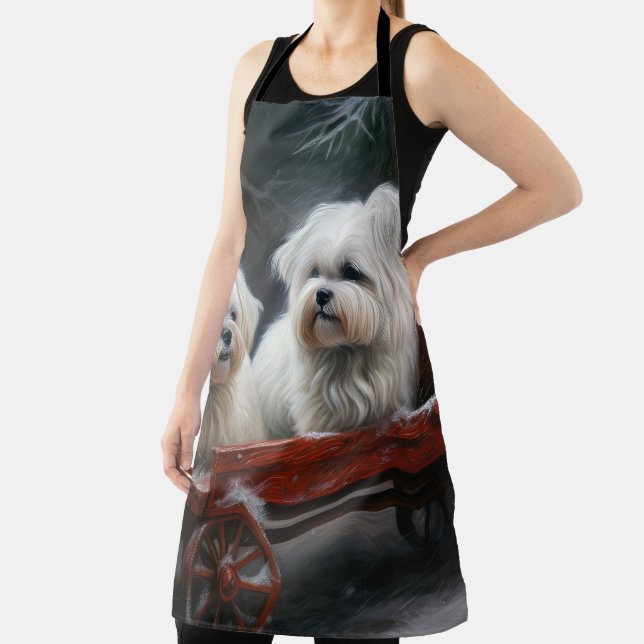 Delantal Decoración de Navidades malteses Snowy Sleigh (in situ)