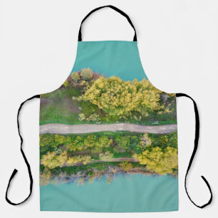 Delantal Decoración verde, marrón y amarilla