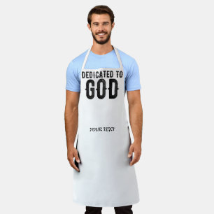 DELANTAL DEDICADO A DIOS PERSONALIZABLE GUAY TEXTO NEGRO