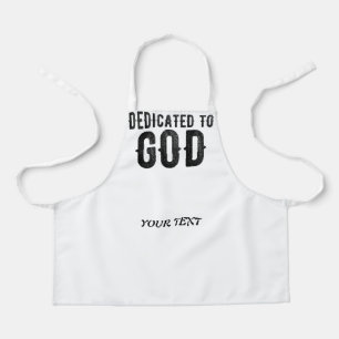 DELANTAL DEDICADO A DIOS PERSONALIZABLE GUAY TEXTO NEGRO