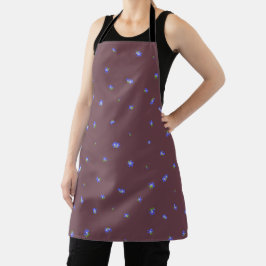 Delantal Deep Bordeaux Japanese Gentian Floral Pattern