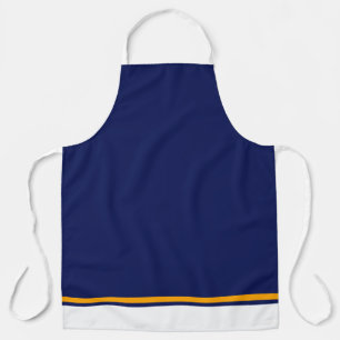 Delantal Deep Navy Blue White Yellow Hem Carreras Stripes