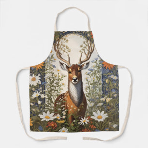 Delantal Deer en medio de flores de margarita