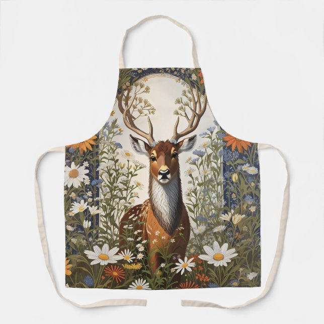 Delantal Deer en medio de flores de margarita (Anverso)