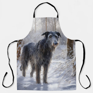 Delantal Deerhound escocés deja que nieve Navidades