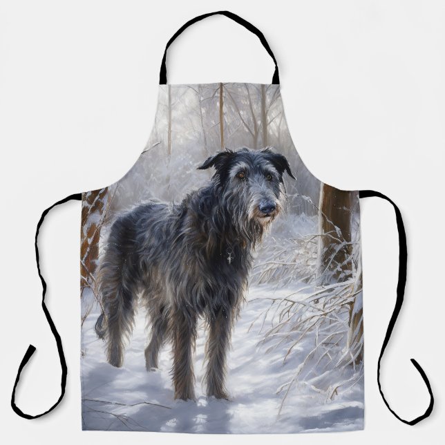 Delantal Deerhound escocés deja que nieve Navidades (Anverso)