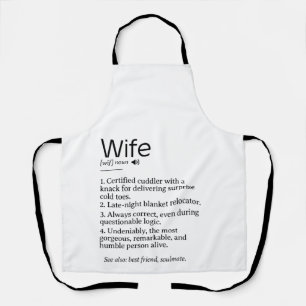 Delantal Definición de esposa divertida y conmovedora 