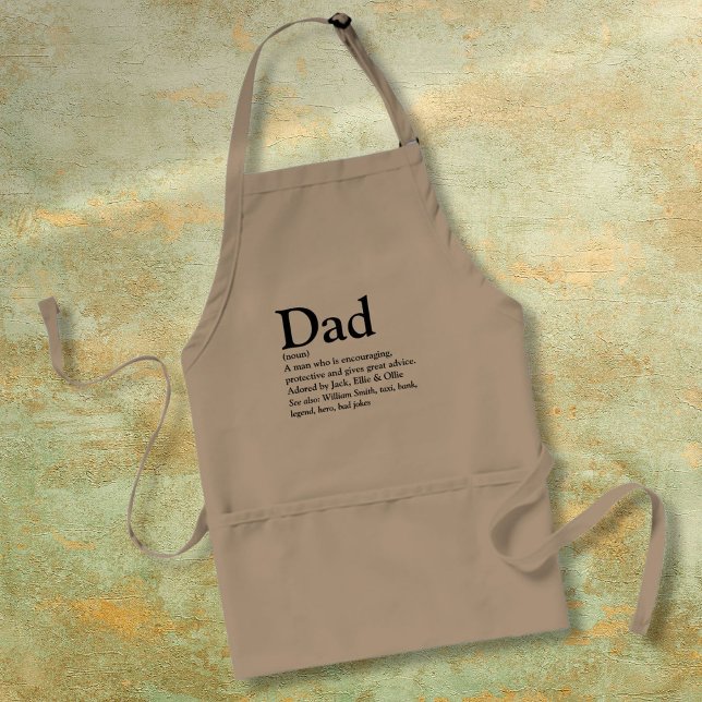 Delantal Definición de nombre personalizada de papá (Dad Personalized Name Definition Adult Apron)