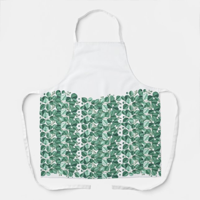 Delantal Deja la acuarela moderna Eucalyptus verde (Anverso)