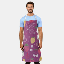 Delantal "Delantal con Estampado de Frutas y Hojas Moradas"