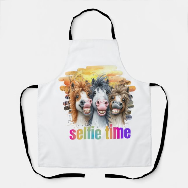 Delantal Delantares,horse meme – funny horses on a selfie (Anverso)