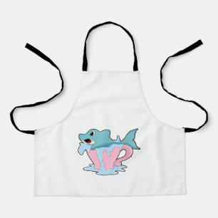 Delantal Delfín con una copa de agua. PNG