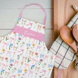 Delantal Delicado lazo rosa floral elegancia patrón reposte