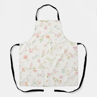 Delantal Delicado patrón floral de acuarela | Flor de rosa