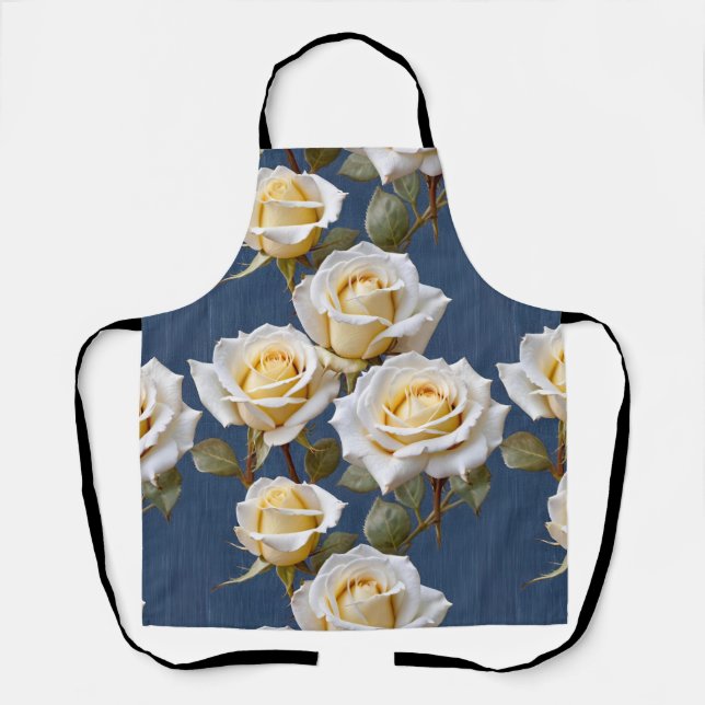 Delantal Delicate White And Pale Yellow Roses  (Anverso)