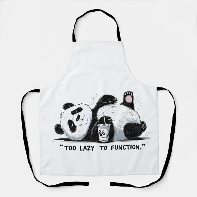 Delantal Demasiado perezoso para funcionar - Lazy Panda (Anverso)
