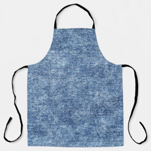Delantal Denim azul de lavado con ácido, textura de cierre.