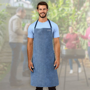 Delantal Denim azul monogramado
