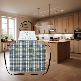 Delantal Denim Blue Sage Green Personalizable Blanco