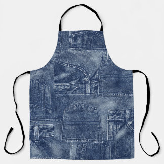 Delantal Denim material en un patrón de bolsillo de mosaico