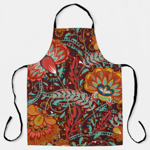 Delantal Dense floral mano ornamental dibujar fantasía flor