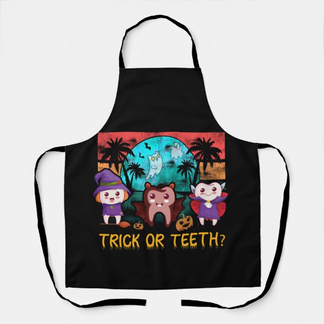 Delantal Dentista Dentista Trick O Teeth Dalloween Costume  (Anverso)