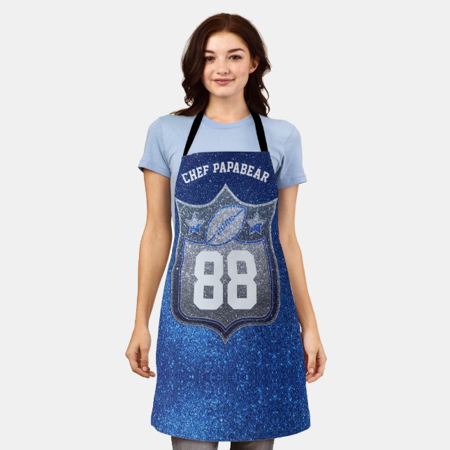 Delantal Deportes del equipo de Purpurina Blue & Silver (Gastado)