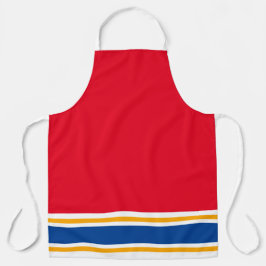 Delantal Deportiva Brillante Rojo Blanco Azul Naranja Rayas