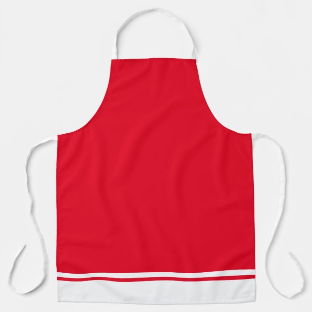 Delantal Deportivo Brillante Rojo Elegante Blanco Hem Rayas (Anverso)