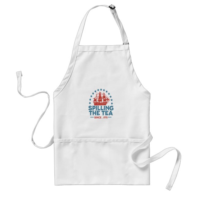 Delantal Derrame El Té Desde 1773 Azul Blanco Rojo Funny 4 (Frente)