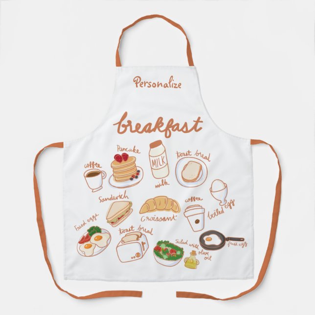 Delantal Desayuno Huevos Coffee Pancakes Cocina femenina (Anverso)