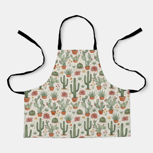 Delantal Desert Cacti Succulent Seamless Pattern (Anverso)