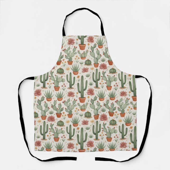Delantal Desert Cacti Succulent Seamless Pattern (Anverso)