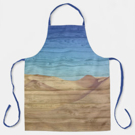 Delantal Desert Sand Dunes Beautiful Blue Sky On Wood Grain