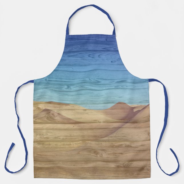 Delantal Desert Sand Dunes Beautiful Blue Sky On Wood Grain (Anverso)