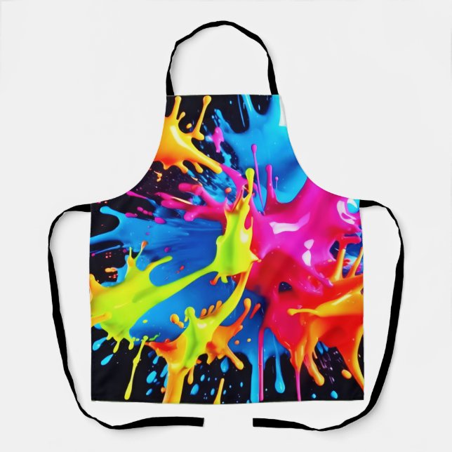 Delantal Destellos de neón brillantes en arte abstracto (Anverso)