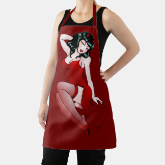 Delantal Devilish Pinup Chica Apron Retro Tattoo Pinup Apro