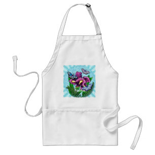 Delantal Dewdrop Butterfly Iris apron