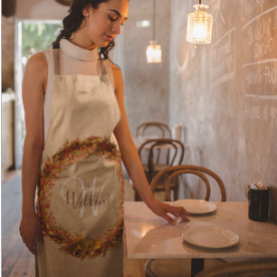 Delantal Día de Acción de Gracias Otoño Corona de Hojas Mon